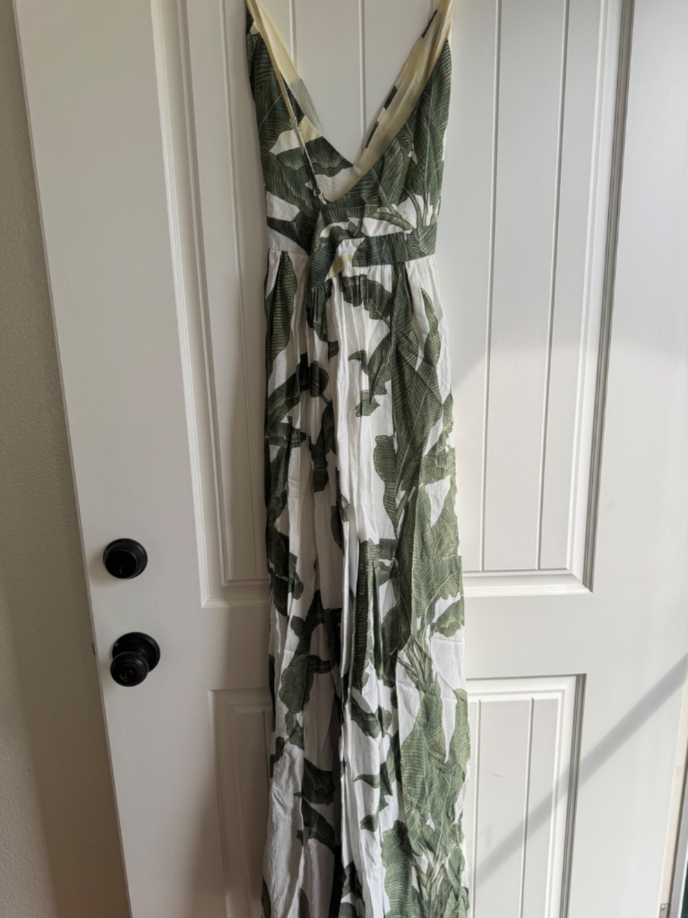 Miramar Maxi Dress Green Print L Tropical Vacation Leaves Floral PLEASE READ - Picture 11 of 16